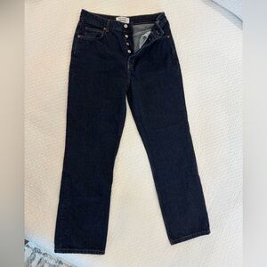 Reformation Cynthia High Rise Straight Jean - Dark Wash - Button Fly - 29